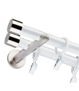 Dvojitá 19mm biela leskla koncovka Pullo efekt nerez