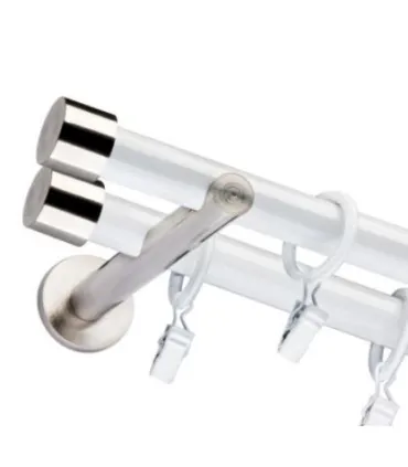 Dvojitá 19mm biela leskla koncovka Pullo efekt nerez