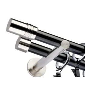 Dvojitá 19mm matná čierna koncovka Cylinder efekt nerez