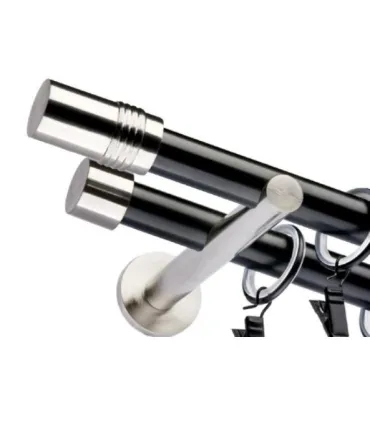 Dvojitá 19mm matná čierna koncovka Cylinder efekt nerez