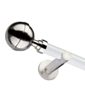 Jednoduchá 19mm biela leskla koncovka Kalisto efekt nerez