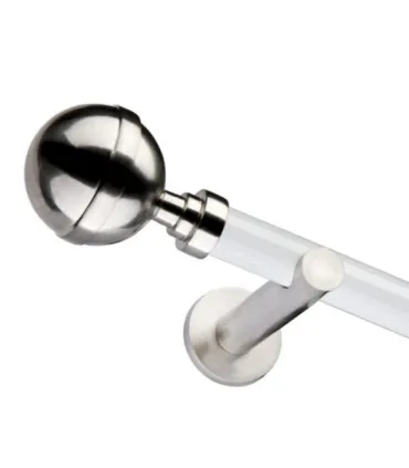 Jednoduchá 19mm biela leskla koncovka Kalisto efekt nerez