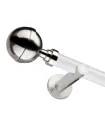 einläufige Gardinenstange 19mm weiß glänzend Kalisto-Endstück Edelstahl-Effekt