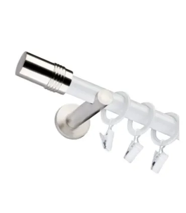 Jednoduchá 19mm biela leskla koncovka Cylinder efekt nerez