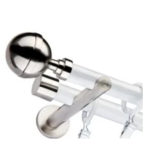 Dvojitá 19mm biela leskla koncovka Kalisto efekt nerez