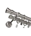 zweiläufige Gardinenstange Ø 19mm Edelstahl-Optik Endstück - Capri