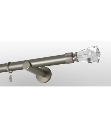 Satin nickel Ø 25 mm - koncovka Crystal cone tyč hladká držiak simple
