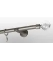 Satiniertes Nickel Ø 25 mm - Endstück Crystal Kugelstange glatt Halter einfach