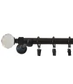 einläufige Gardinenstange 19 mm matt schwarz Crystal Kugel