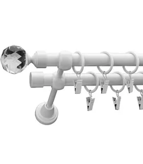 Dvojitá 19mm biela leskla koncovka Crystal gula