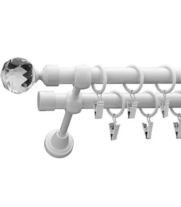 Dvojitá 19mm biela leskla koncovka Crystal gula