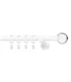 Einläufige Gardinenstange weiß 19mm glänzende Endkugel Crystal