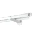 zweiläufige Gardinenstange 19mm weiß glänzend Endstück Cylinder crystal