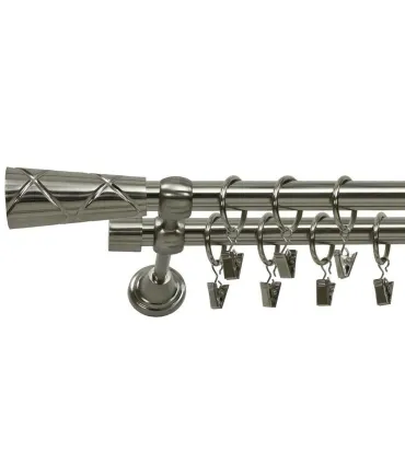 Garníža dvojitá Ø 19mm efekt-nerezová oceľ koncovka - Trapezium