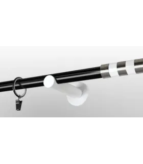 Jednoduchá 19mm biela leskla koncovka Valec biela, tyč čierna, držiak biely