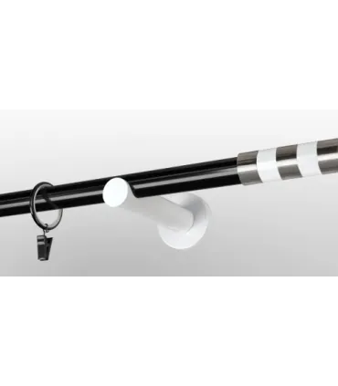 Jednoduchá 19mm biela leskla koncovka Valec biela, tyč čierna, držiak biely