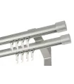 zweiläufige Gardinenstange aus Aluminiumprofil INOX mit Pullo-Endstück