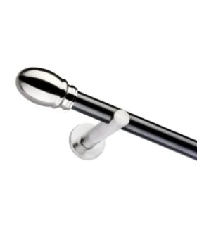 Jednoduchá 25mm matná čierna tyč koncovka Gula efekt nerez