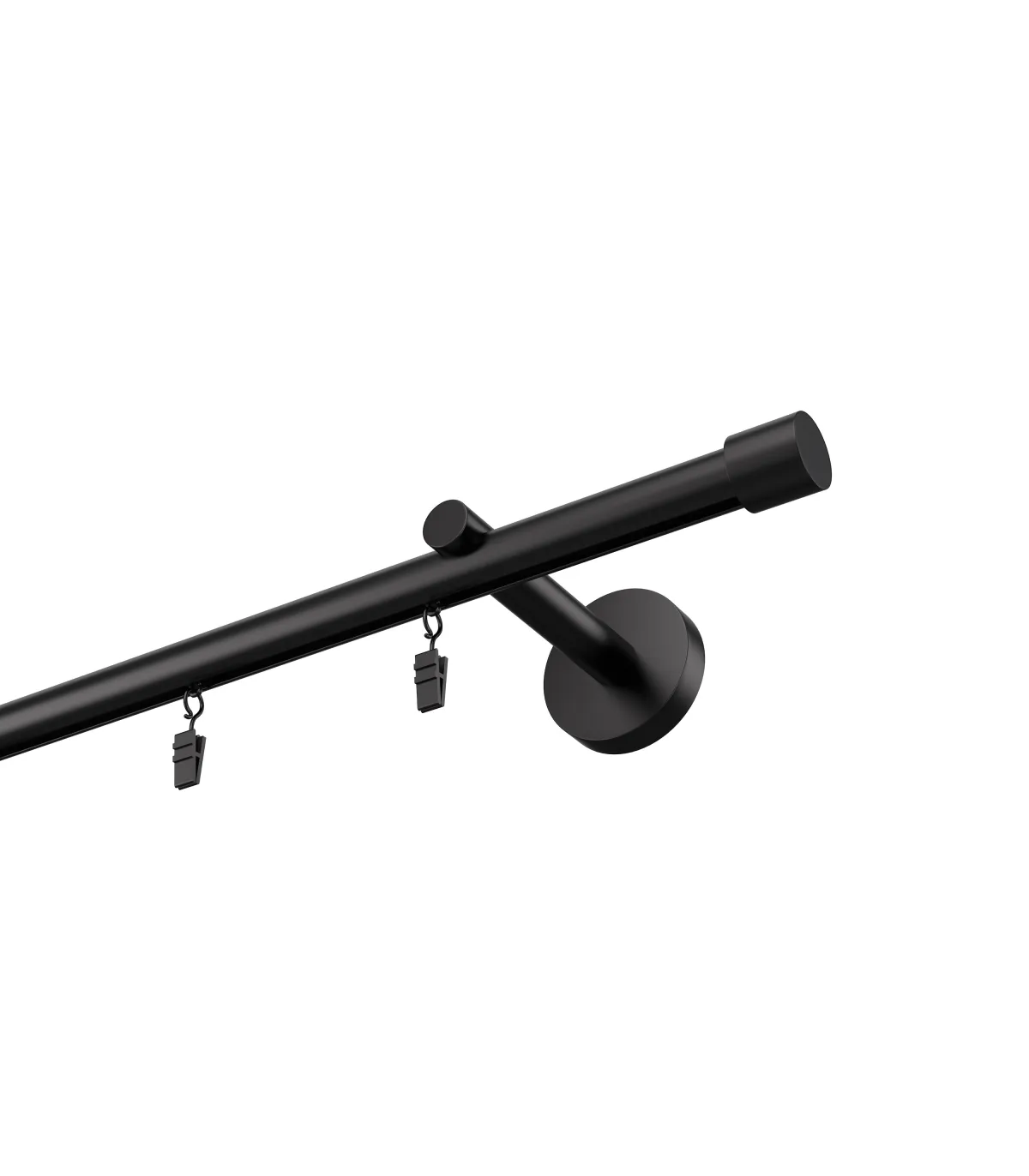 Aluminium-Profil-Gardinenstange einläufig Elegant schwarz Pullo