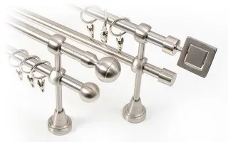 Gardinenstangen doppelt Ø16 mm Edelstahl-Effekt