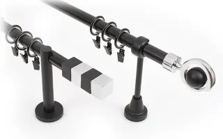einläufige Gardinenstangen Magic Ø19 mm schwarz matt