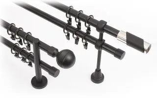 zweiläufige Gardinenstangen Magic Ø19 mm schwarz matt