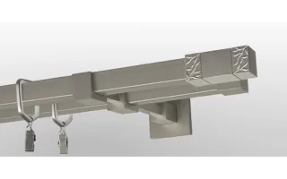 Zweiläufige Gardinenstangen Quadro Satin-Nickel